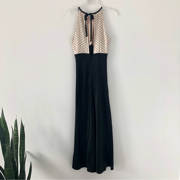 Vintage 90’s Dawn Joy Fashion Satin Bias Cut High Neck Floral Gown Maxi Dress - Picture 3 of 12